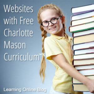 Girl holding stack of books - Websites with Free Charlotte Mason Curriculum