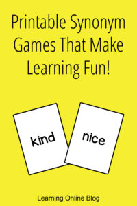 Printable Synonym Games That Make Learning Fun!
